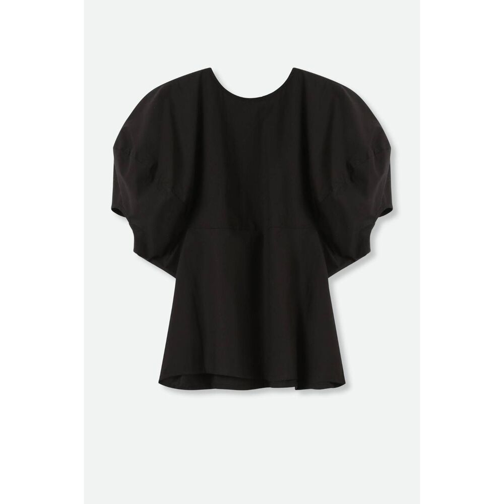 JARBO CERCHI SHORT SLEEVE BLOUSE IN ITALIAN COTTON L/XL BLACK $298
